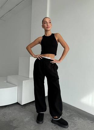 Брюки из трехнитки на флисе полар. цвет: черный, графит, белый, красный, голубой. размер 42-46, 48-52