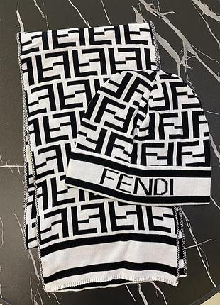 Копмплект шапка ташарф у стилі fendi унісекс