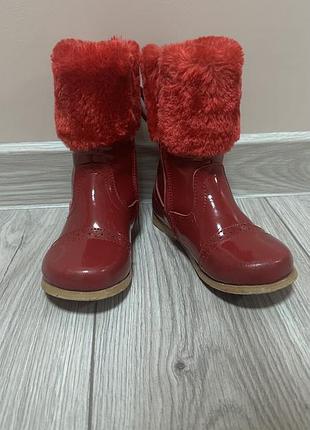 Червоні лакові чобітки з хутром 28 розмір демісезон