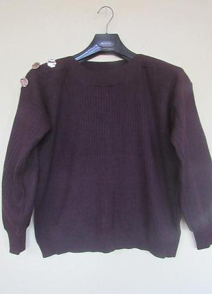 Женский темно бордовый женский свитер пуловер в широкий рубчик от f&amp;f