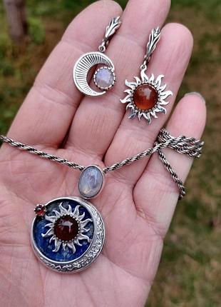 Авторські срібні набори прикрас із натуральними каменями