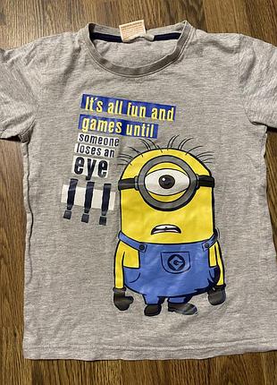 Футболка миньон написано 8-9лет