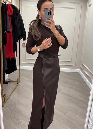 Сукня ангора рубчик начос еко шкіра