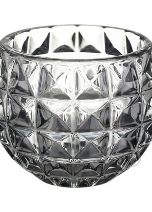 Свічник скляний сірий перламутровий темний  7,9х6 см