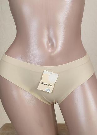 Женские бесшовные трусики слипы с фигурным краем biweier (размер 46-50, разные цвета)