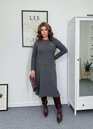 Женское платье вязаного трикотажа 🔥теплое платье миди