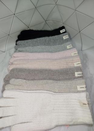 Удлиненные молодежные перчатки ангора / кролик / ангорка, вязаные сенсорные длинные женские перчатки