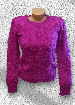 Свитер - травка женский пушистый, цвета фуксия elina s-l праздничная кофточка