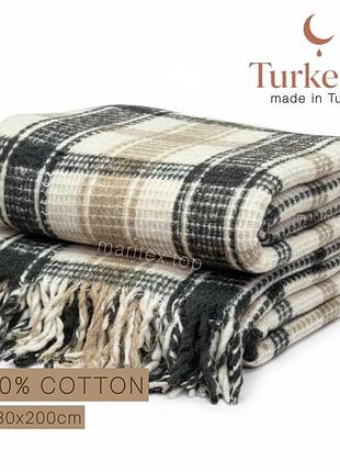 Плед, покривало 180-200см. туреччина turkesse 80% бавовна. якісний теплий плед