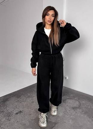 Флісовий спортивний костюм оверсайз низ кофти та штанів регулюється затяжками кольори в асортименті