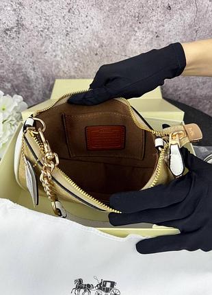 Сумка жіноча coach beige white 9
