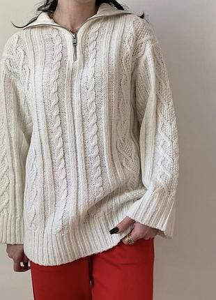 Свитер у косы с замочком удлиненный 🩶