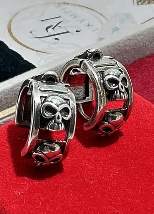 ▪️сережки- кільця в сріблі, з черепками, без каміння