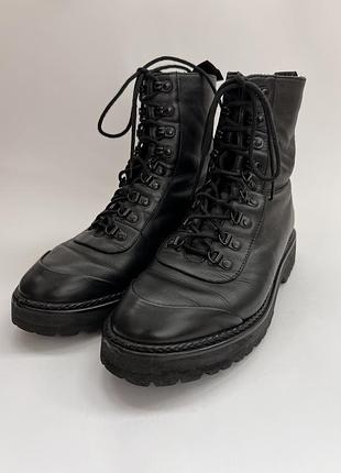 Чорні шкіряні зимові/демісезонні черевики утеплені вовною на шнурках teshoes deep, 40-40,5 розмір, 26,5 см