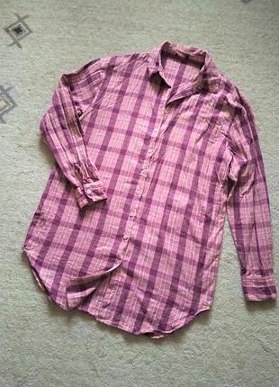 36-40р. розовый в в клетку халат-рубашка, хлопок nasty gal