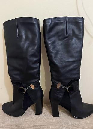 Сапожки жіночі чорні кожа 38 розмір
