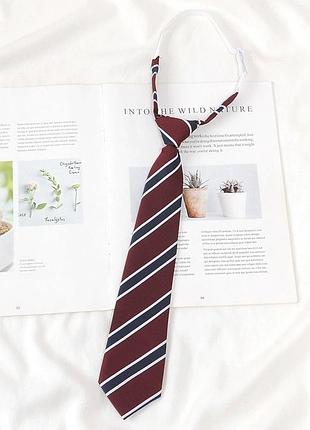 Краватка галстук у смужку бордова на резинці 30/035-4