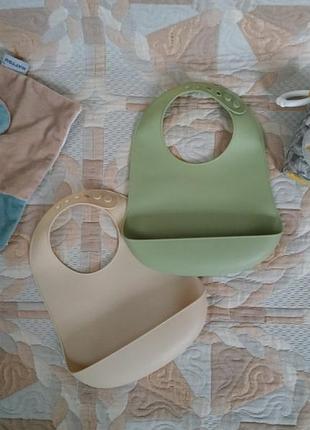 Нагрудный слюнявчик силиконовый детский, 2 шт