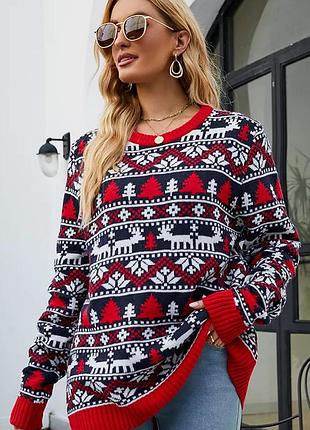 Новий брендовий тематичний светр "sk" з оленями. розмір м.