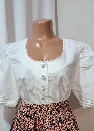 Белая хлопковая австрийская блуза
