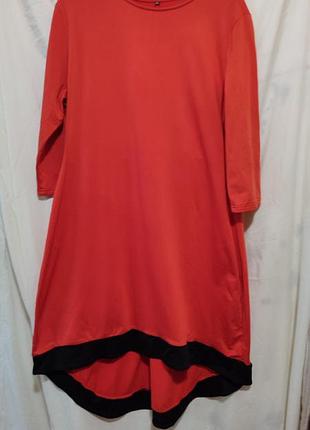 Стильна червона сукня з контрастною оборкою ✨