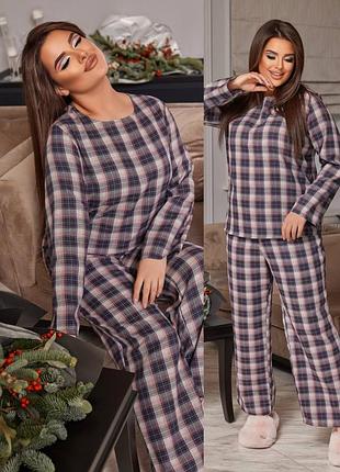 Женская пижама в клетку,женская фланелевая пижама