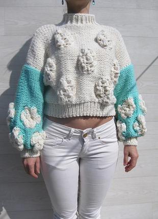 Шикарный массивный вязаный свитер ручная работа