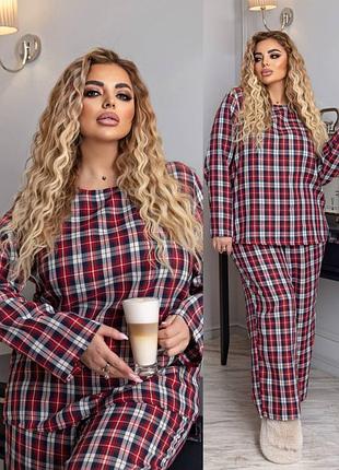 Жіноча піжама у клітинку,жіноча фланелева піжама