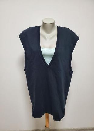 Красивая брендовая трикотажная коттоновая безрукавка на флисе