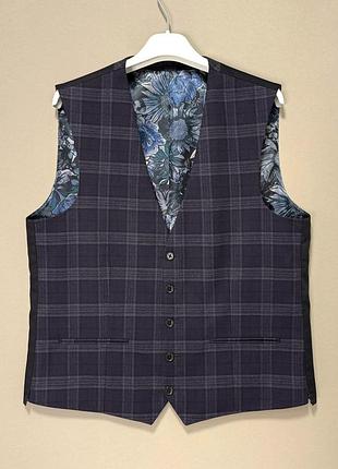 Next жилет - l • 52 ‐ фіолетовий у клітинку - 362-904 - класична чоловіча жилетка костюмна ж52