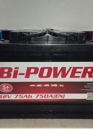 Bi-power аккумулятор 75ah 750a r+ (правый+ евро)