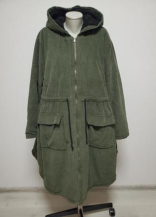 Шикарне брендове стильне вельветове пальто батал