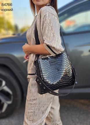 Женская стильная и качественная сумка из эко кожи черная