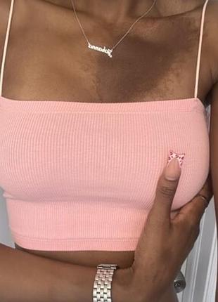 Маєчка топ у рубчик на тонких бретелях zara