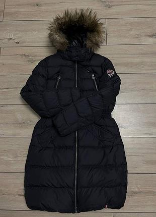 Женская пуховая куртка зимняя парка с капюшоном tommy hilfiger denim размер по м