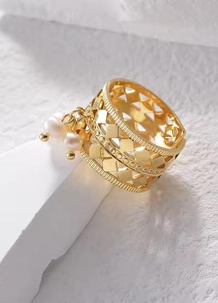 Массивное кольцо с жемчужинами речной нержавеющая сталь stainless steel