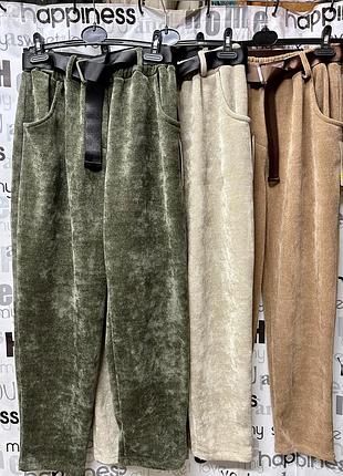 Брюки женские, велюровый вельвет, на резинке. италия, 44-52