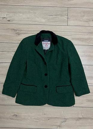 Жіночий твідовий шерстяний піджак блейзер жакет harris tweed зеленого кольору розмір 44
