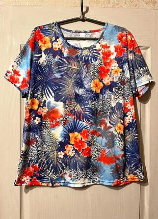 Яркая футболка принт батал 56-58 (20)