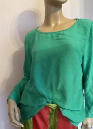 Вискозная зеленая блузка/ l- xl/ brend oui