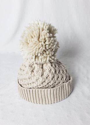 Бежевая шапочка для младенца с помпоном от бренда next на 0-3 месяца, рост 62 см