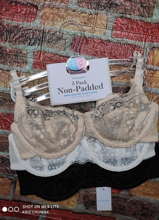 Арт.0132 набор кружевных бюстгальтеров (3шт) на косточках от primark размер евро 70с