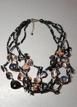 Ожерелье на шею, бусы, колье, из натурального природного  материала, перламутр