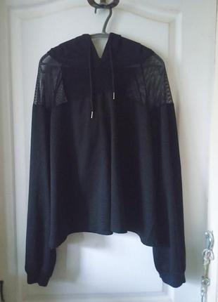 Худі оверсайз з сітчастою вставкою