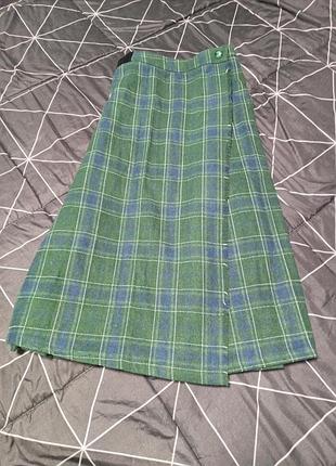 Довга тепла спідниця в клітинку.вінтаж