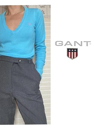 Голубой винтажный джемпер  gant