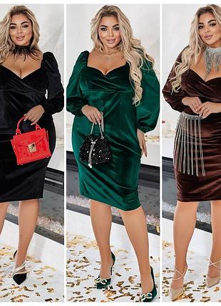 Хорошее бархатное платье большого размера ey-740