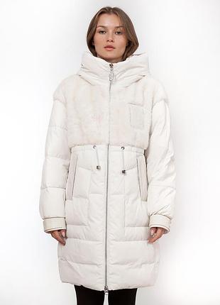 Зимова куртка пальто visdeer молочного кольору