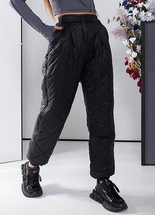 Зимові теплі стьобані штани з кишенями