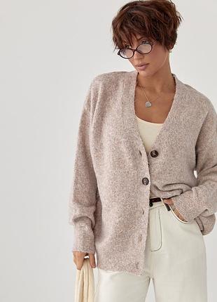 В'язаний вільний кардиган на ґудзиках
